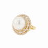 18KG 14.0mm Natural Color South Sea White Pearl Diamond Ring