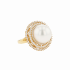 18KG 14.0mm Natural Color South Sea White Pearl Diamond Ring