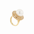 18KG 14.0mm Natural Color South Sea White Pearl Diamond Ring