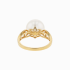 18KG 11.0mm Natural Color South Sea White Pearl Diamond Ring