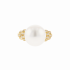 18KG 11.9mm Natural Color South Sea White Pearl Diamond Ring