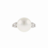 18KG 11.7mm Natural Color South Sea White Pearl Diamond Ring