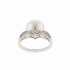 18KG 11.7mm Natural Color South Sea White Pearl Diamond Ring