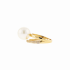 18KG 11.0mm Natural Color South Sea White Pearl Diamond Ring 