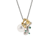 18K Solid Gold Akoya Pearl Natural Emerald Diamond AQUARIUS Pendant