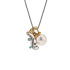 18K Solid Gold Akoya Pearl Natural Emerald Diamond AQUARIUS Pendant