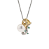 18K Solid Gold Akoya Pearl Natural Emerald Diamond AQUARIUS Pendant